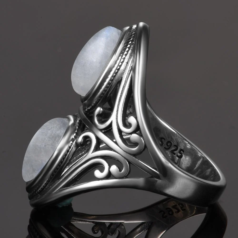 Natural Rainbow Moonstone Ring - Image 3