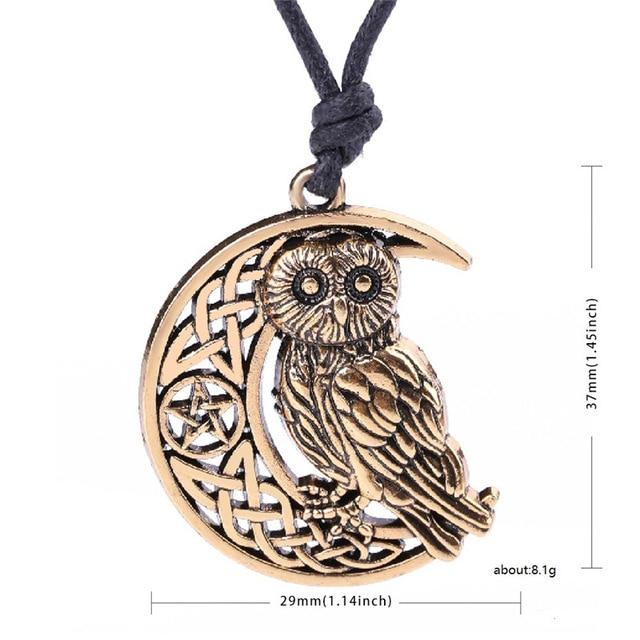 Wicca Goddess Crescent Moon Pendant Owl Necklace - Image 6
